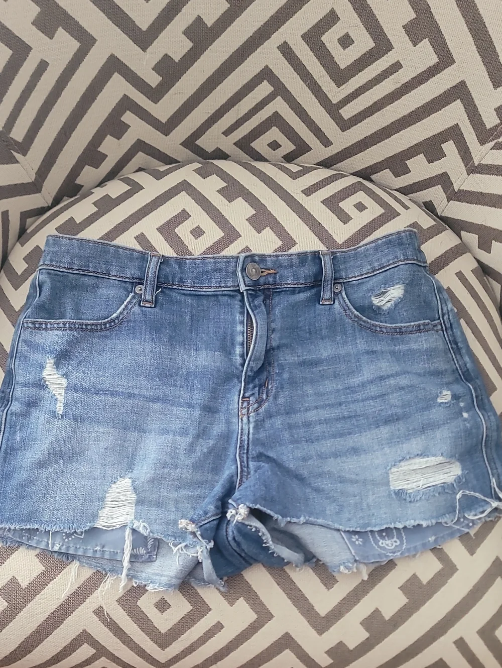 aerie Light Blue Distressed Denim Shorts